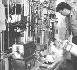 Carbon samples being converted to acetylene gas