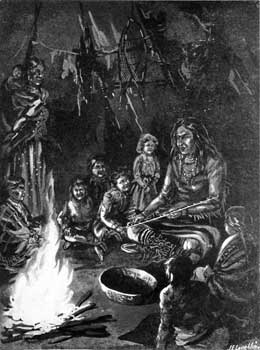 'With the children cuddled around him, Souwanas began his story.'